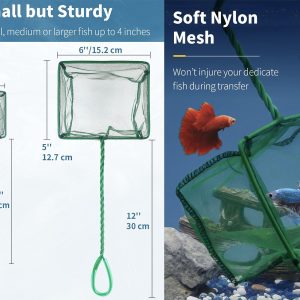 Fish Nets | Aquarium Fish Net Mesh Fish Catch Nets with Plastic Handle Green