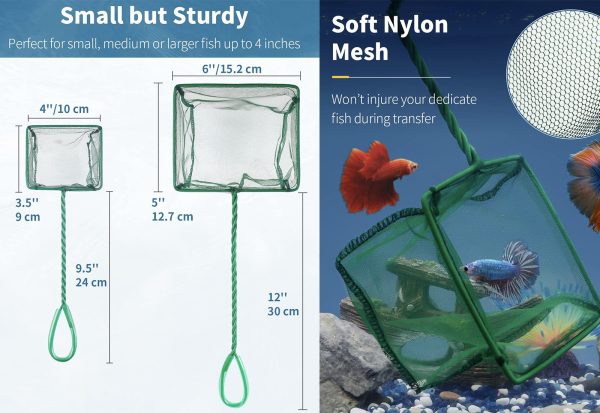 Fish Nets | Aquarium Fish Net Mesh Fish Catch Nets with Plastic Handle Green