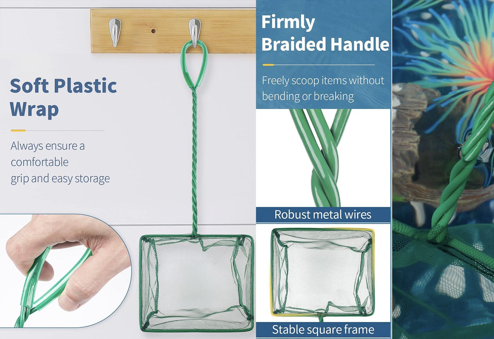 8Inches Aquarium Accessories Fishnet Fishing Nets with Plastic Handle – KOL  PET